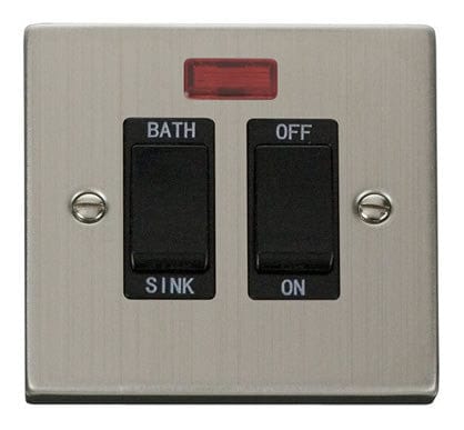 Stainless Steel 20A DP Sink/bath Switch - Black Trim - SE Home
