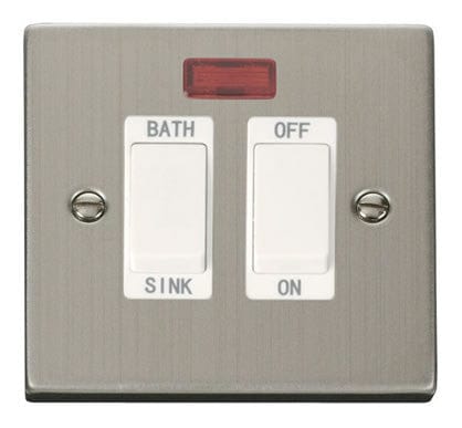 Stainless Steel 20A DP Sink/bath Switch - White Trim - SE Home