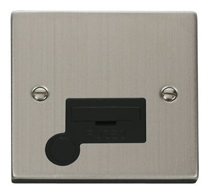 Stainless Steel 13A Fused Connection Unit With Flex - Black Trim - SE Home