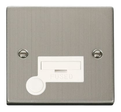 Stainless Steel 13A Fused Connection Unit With Flex - White Trim - SE Home