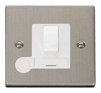 Stainless Steel 13A Fused Connection Unit Switched With Flex - White Trim - SE Home
