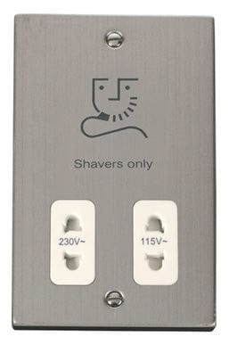 Stainless Steel Shaver Socket 115v/230v - White Trim - SE Home