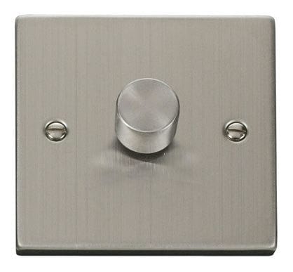 Stainless Steel 1 Gang 2 Way LED 100W Trailing Edge Dimmer Light Switch - SE Home