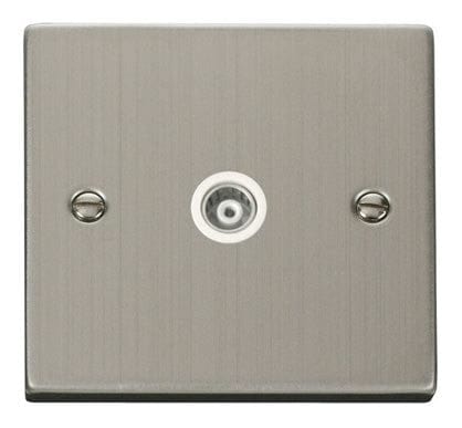 Stainless Steel Single Isolated Coaxial Socket - White Trim - SE Home