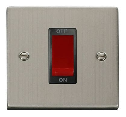 Stainless Steel 1 Gang Size 45A Switch - Black Trim - SE Home