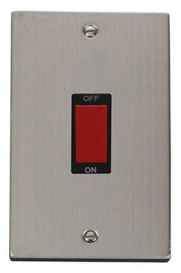 Stainless Steel 2 Gang Size 45A Switch - Black Trim - SE Home