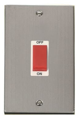 Stainless Steel 2 Gang Size 45A Switch - White Trim - SE Home