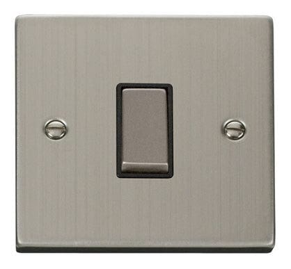 Stainless Steel 10A 1 Gang 2 Way Ingot Light Switch - Black Trim - SE Home