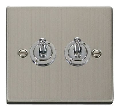 Stainless Steel 2 Gang 2 Way 10AX Toggle Light Switch - SE Home
