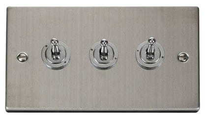 Stainless Steel 3 Gang 2 Way 10AX Toggle Light Switch - SE Home