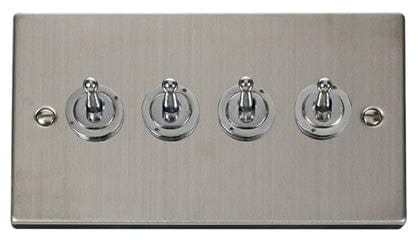 Stainless Steel 4 Gang 2 Way 10AX Toggle Light Switch - SE Home
