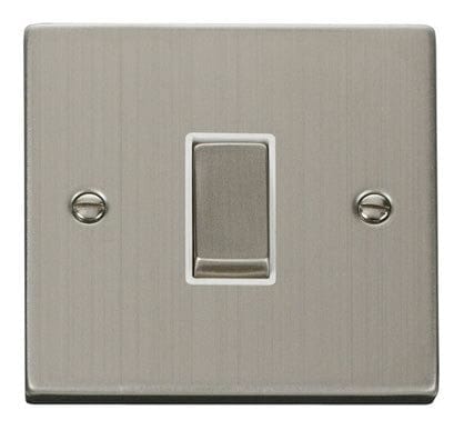 Stainless Steel 10A 1 Gang Intermediate Ingot Light Switch - White Trim - SE Home