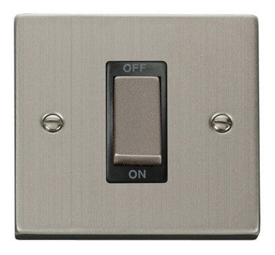 Stainless Steel 1 Gang Ingot Size 45A Switch - Black Trim - SE Home