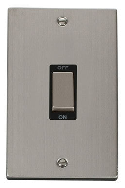 Stainless Steel 2 Gang Ingot Size 45A Switch - Black Trim - SE Home