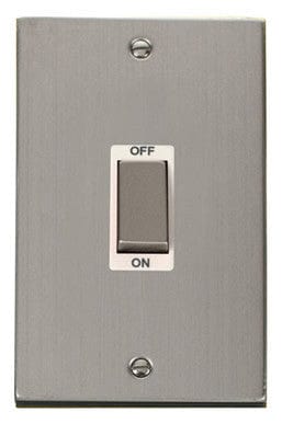 Stainless Steel 2 Gang Ingot Size 45A Switch - White Trim - SE Home