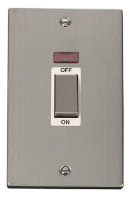Stainless Steel 2 Gang Ingot Size 45A Switch With Neon - White Trim - SE Home
