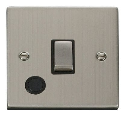 Stainless Steel 1 Gang 20A Ingot DP Switch With Flex - Black Trim - SE Home