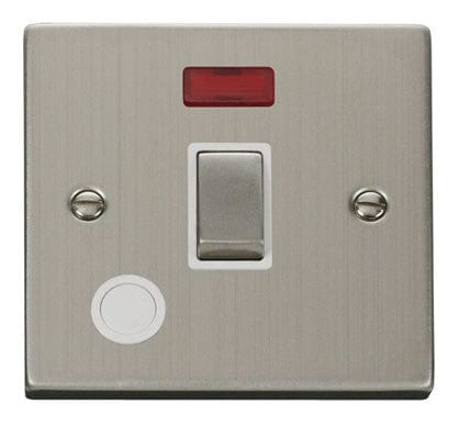 Stainless Steel 1 Gang 20A Ingot DP Switch With Flex With Neon - White Trim - SE Home