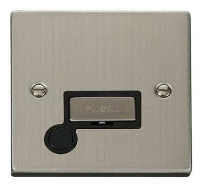 Stainless Steel 13A Fused Ingot Connection Unit With Flex - Black Trim - SE Home