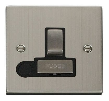 Stainless Steel 13A Fused Ingot Connection Unit Switched With Flex - Black Trim - SE Home