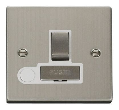 Stainless Steel 13A Fused Ingot Connection Unit Switched With Flex - White Trim - SE Home
