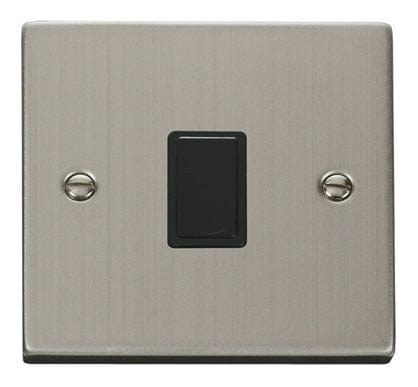 Stainless Steel 1 Gang 20A DP Switch - Black Trim - SE Home