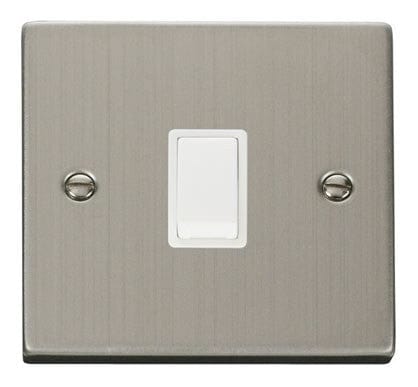 Stainless Steel 1 Gang 20A DP Switch - White Trim - SE Home