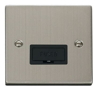 Stainless Steel 13A Fused Connection Unit - Black Trim - SE Home