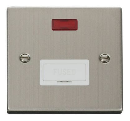 Stainless Steel 13A Fused Connection Unit With Neon - White Trim - SE Home