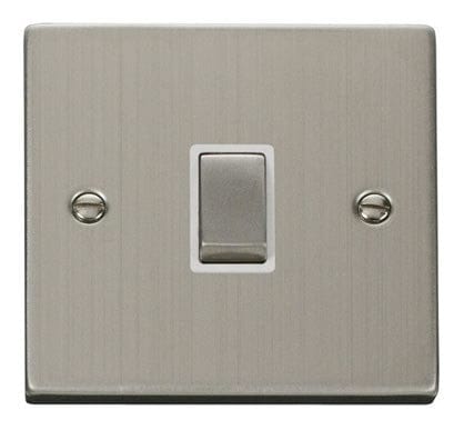 Stainless Steel 1 Gang 20A Ingot DP Switch - White Trim - SE Home