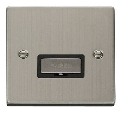 Stainless Steel 13A Fused Ingot Connection Unit - Black Trim - SE Home