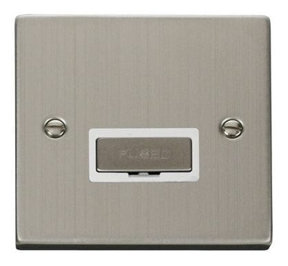 Stainless Steel 13A Fused Ingot Connection Unit - White Trim - SE Home