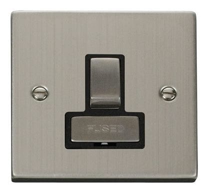 Stainless Steel 13A Fused Ingot Connection Unit Switched - Black Trim - SE Home