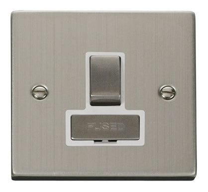 Stainless Steel 13A Fused Ingot Connection Unit Switched - White Trim - SE Home