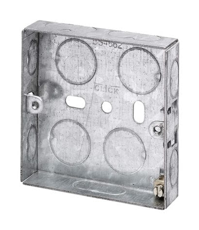 1 Gang 16mm Deep Galvanised Steel K.O. box - SE Home
