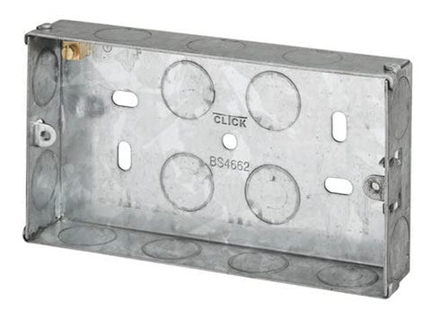 2 Gang 25mm Deep Galvanised Steel K.O. box - SE Home