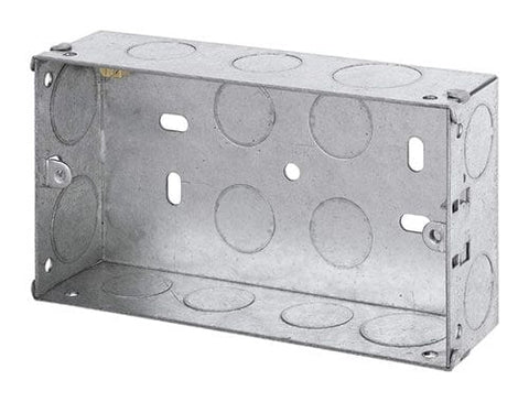 2 Gang 35mm Deep Galvanised Steel K.O. box - SE Home