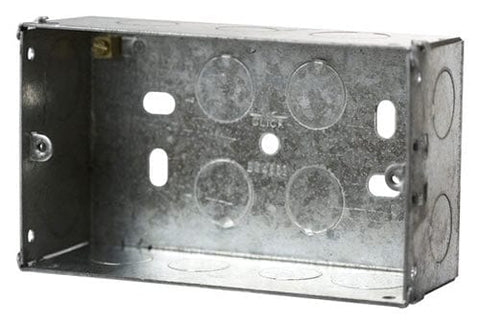 2 Gang 47mm Deep Galvanised Steel K.O. box - SE Home