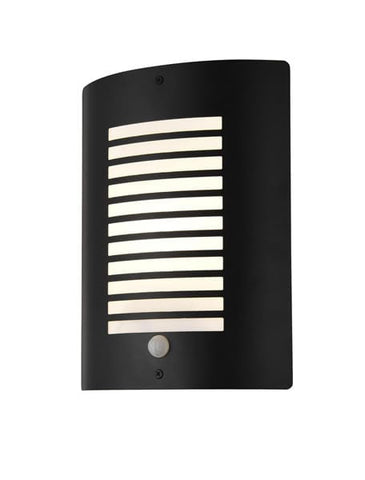 Zinc Sigma Black E27 Thin Slatted Wall Fitting with PIR IP44 - SE Home