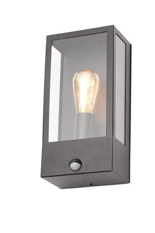 Outdoor Lighting Minerva Single Light Outdoor Wall Fitting in a Black Finish With PIR Sensor