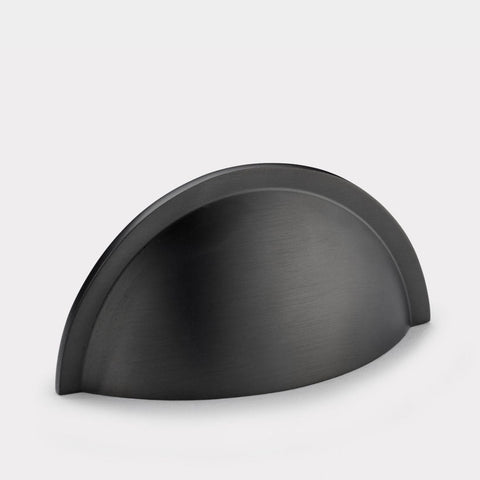 Cup Brass Cupboard Door Pull Handle - Gunmetal Grey - SE Home