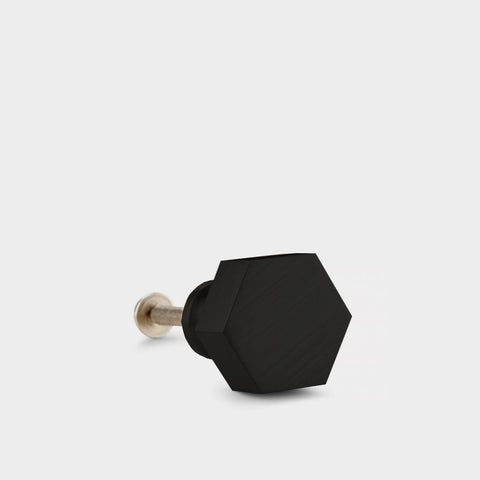 Small Hexagon Brass Cupboard Door Knob Handle - Black - SE Home
