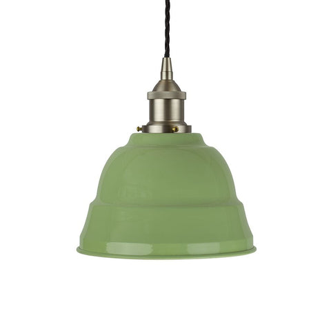 Mint Green Lincoln Painted Pendant Light - Brushed Chrome Lamp Holder & Ceiling Rose - SE Home