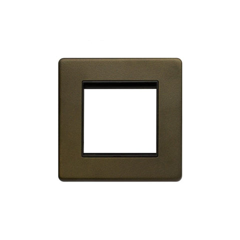 Screwless Fusion Bronze & Brushed Brass Single Data Plate - 2 Mod - SE Home