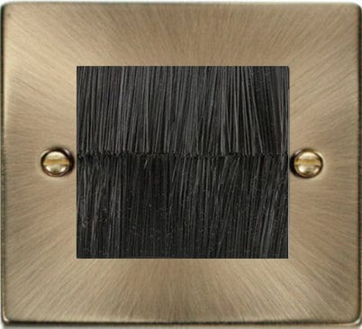 Antique Brass Brush Outlet Plate - Black Trim - SE Home
