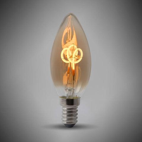 LED Vintage Bulbs 2w E14 SES Vintage Edison Candle LED Light Bulb 1800K T-Spiral Filament Dimmable