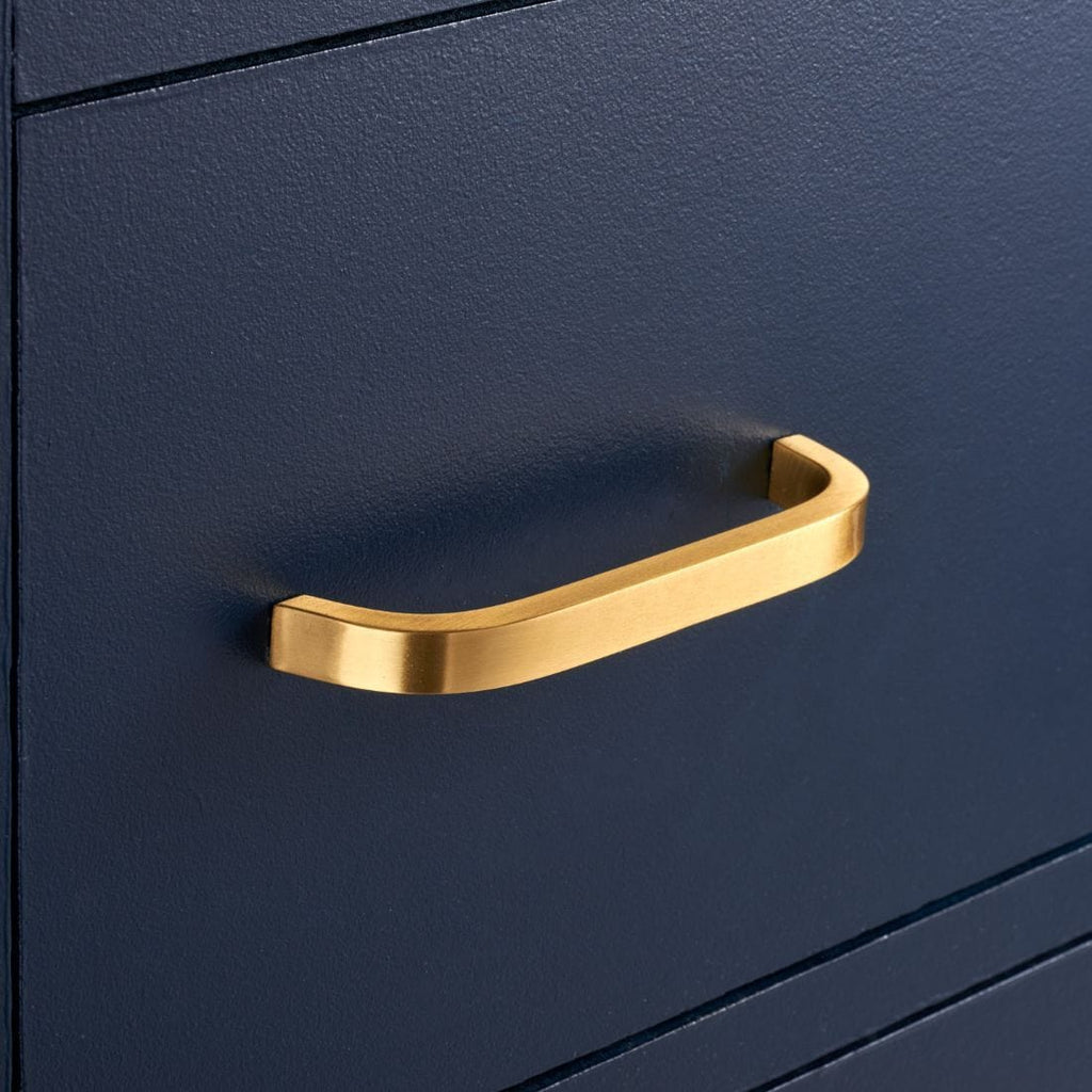 Curved Brass Cupboard Bar Handle Satin Brass Hole Centre 160mm SE Curved Brass Cupboard Bar Handle Satin Brass Hole Centre 160mm SE