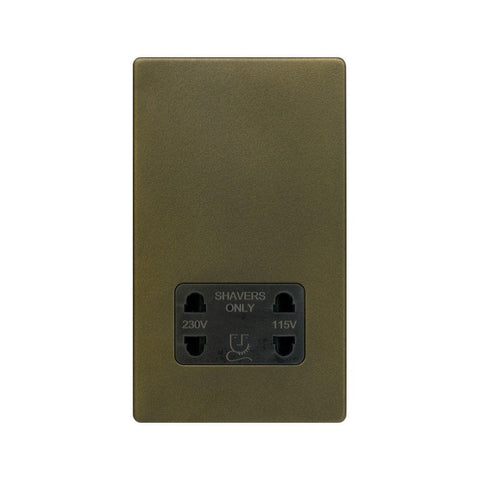 Screwless Bronze and Brushed Brass - Black Trim Screwless Fusion Bronze & Brushed Brass Shaver Socket 230/115V