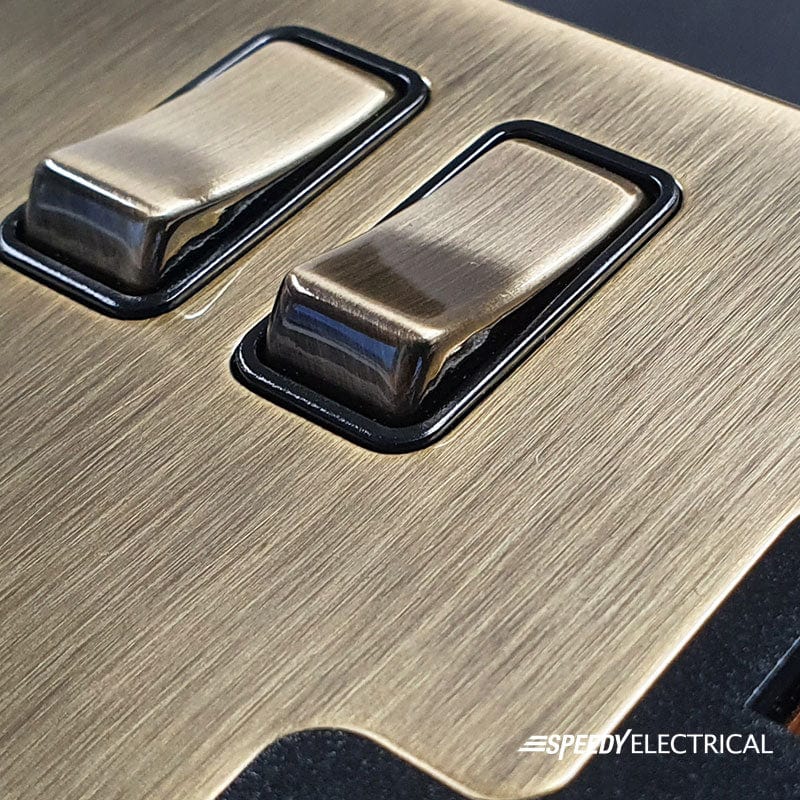 Screwless Antique Brass Dimmer and Rocker Switch Combo (2 Way Switch