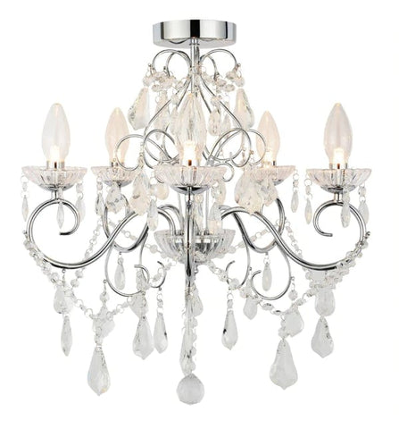 5 Light Bathroom Chandelier Light - Chrome